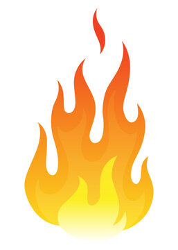 Fire flame icon. Cartoon heat wildfire or bonfire, burn power fiery. Power light energy silhouette. Campfire element in flat style. Isolated vector illustration