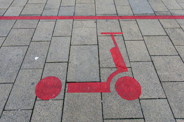 Vienna, Austria A parking area for an electric scooter.