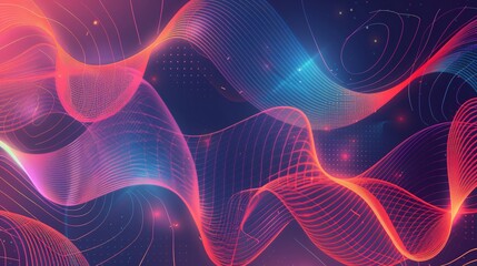 Fototapeta premium Abstract Background with Wavy Lines and Gradient. Vector Illustration.
