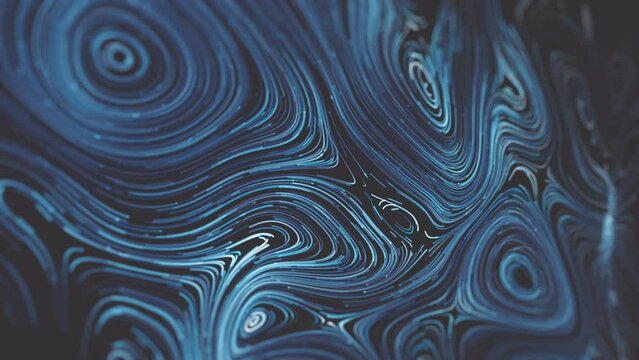 Abstract Swirling Nodes Background/ Animation of an abstract technology background with circular nodes flowing and depth of field