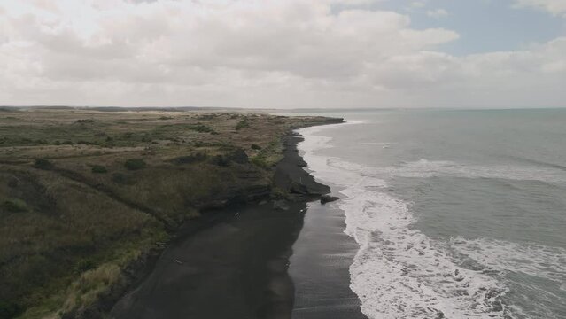The black sand coast in New Zealand