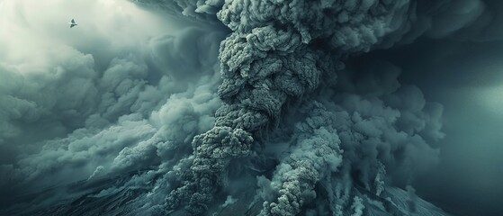Volcanic ash cloud, close up, dramatic texture, soft light, ominous sky - obrazy, fototapety, plakaty