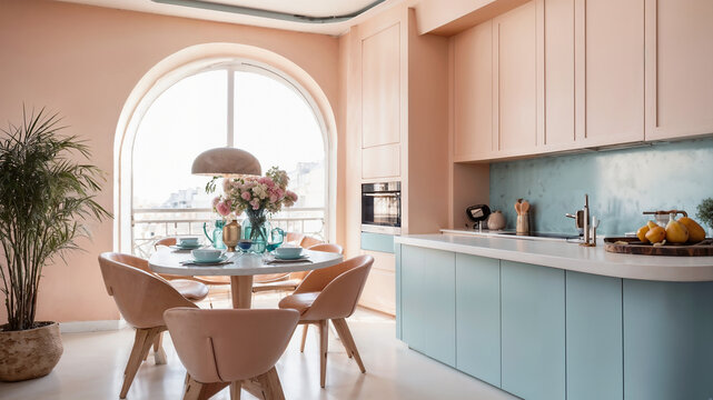 Cocina de un apartamento moderno parisino. Interior franc&eacute;s.
