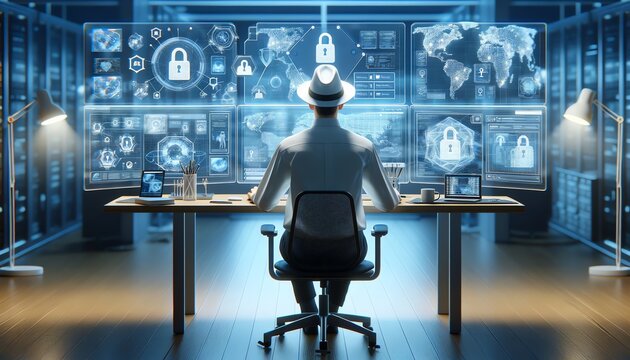  3D Image of a 'White Hat Hacker' Concept in Cybersecurity
