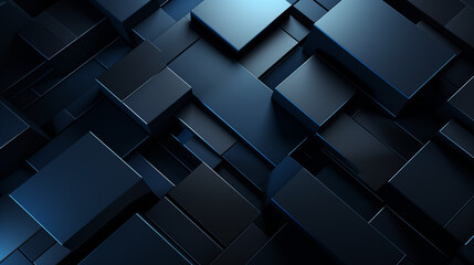 Dynamic Blue 3D Blocks Background with Abstract Geometric Design - obrazy, fototapety, plakaty
