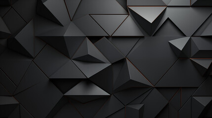Modern 3D Abstract Black Polygonal Background - obrazy, fototapety, plakaty