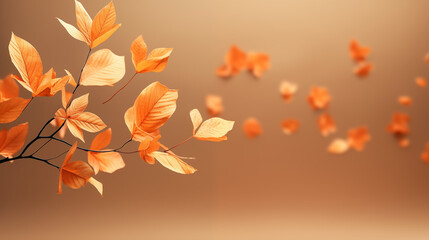 Naklejka na ściany i meble Elegant Autumn Leaves on a Soft Brown Background