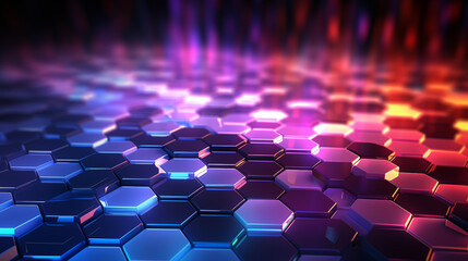 Vivid Hexagonal Digital Art with Warm and Cool Color Gradient