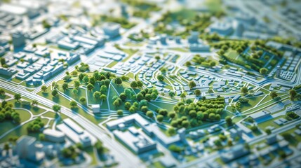 Comprehensive urban blueprint  city zoning, transport routes, and green spaces in technical detail