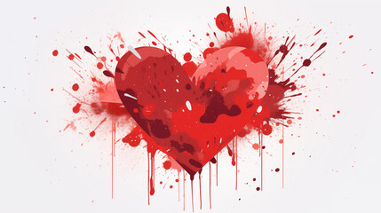 Splattered Red Heart on a Grunge Style Background