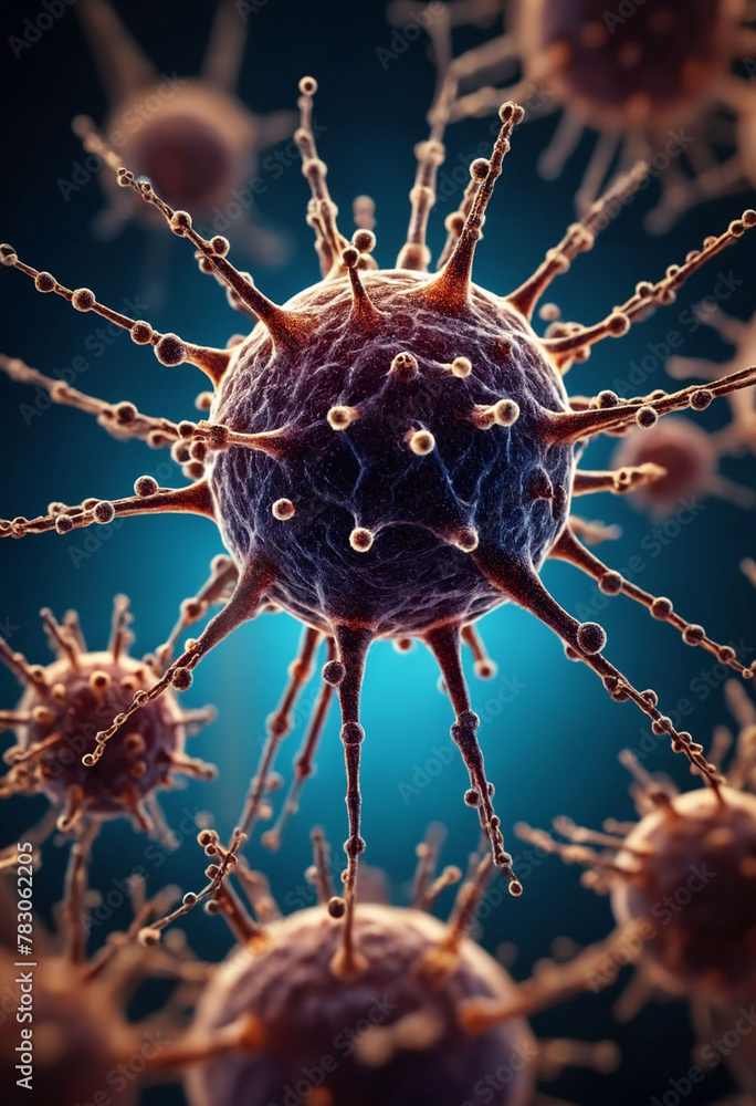 Aufkleber Intricate molecular structure of infectious viral particle magnified under microscope