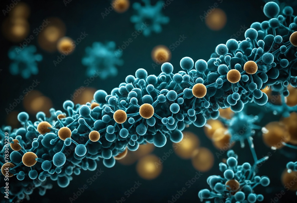 Aufkleber Intricate molecular structure of infectious viral particle magnified under microscope