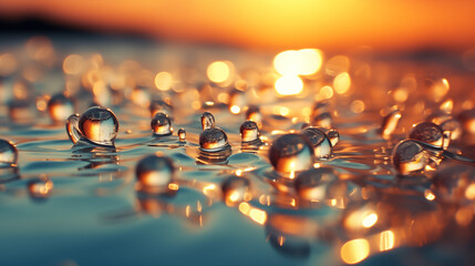 Captivating Water Droplets at Sunset