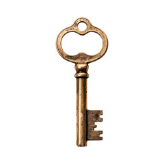 Old rusty key. Isolated on transparent background.  