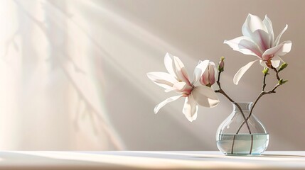 magnolia on background with copy space