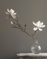 magnolia on wall background 