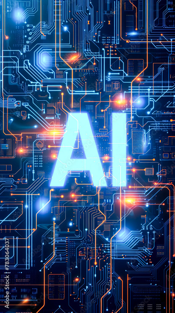 Poster a computer chip with the letters ai on it