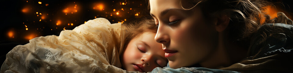 Abstract concept Virgin Mary and infant Jesus in her arms - obrazy, fototapety, plakaty