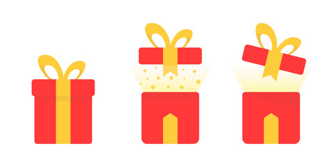 Gift open and closed on a white background