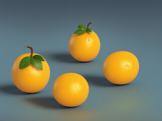 Orange Fruits on a Grey Background