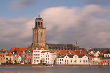 A panoramic view on the city of Deventer in the Netherlands with a long exposure

