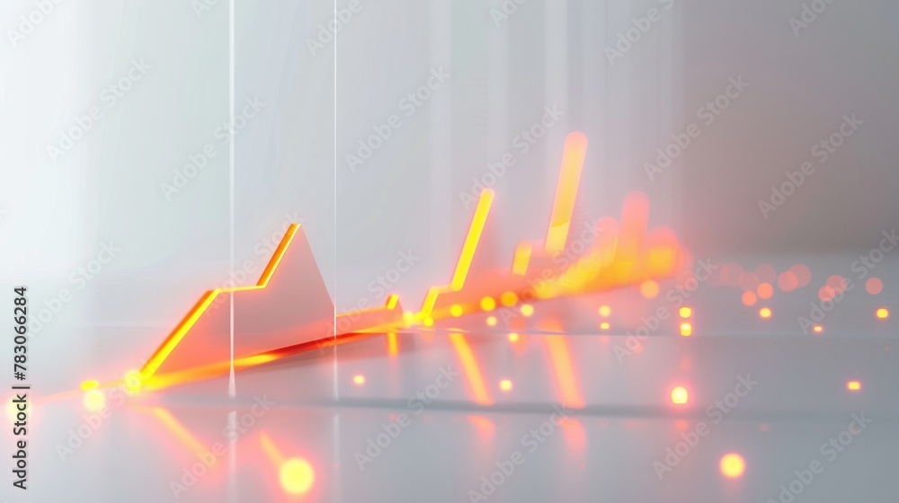 Poster A 3D line graph illustrating a rising trend from a straight-on perspective, with each segment higher than the last, showcasing a consistent growth pattern
