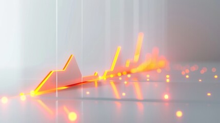 Fototapeta premium A 3D line graph illustrating a rising trend from a straight-on perspective, with each segment higher than the last, showcasing a consistent growth pattern