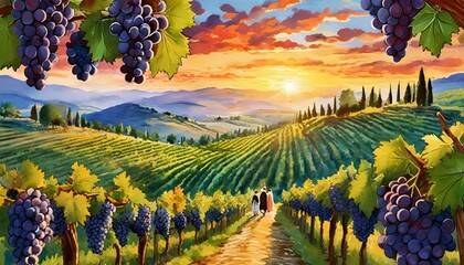view of vineyards in the tuscan valley