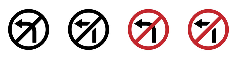 Do not turn left vector warning icons