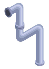 Pipes isometric. Pipe tube for water. Plumbing construction pipeline with serviceable element. 3d industrial water system