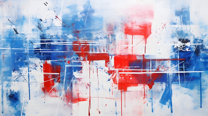 Artistic red white blue oil painting abstract graphic poster web page PPT background