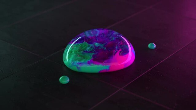 amazing animation of merging paint drop in black background 2