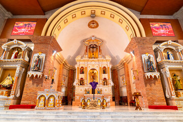 Taytay, Rizal, Philippines - Mar 29, 2024: The altar of the Minor Basilica and Parish of St. John...