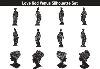 Roman Love God Venus Silhouette Vector Illustration Set © Alivio Arts