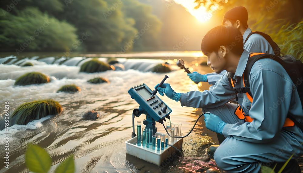 Poster authentic portrayal of a physicist advancing quantum computing technology in a pristine lab environm