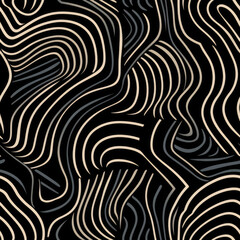 abstract black retro line art pattern