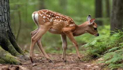 Stof per meter A-Fawn-Taking-Its-First-Steps-In-The-Forest- © Tahreem