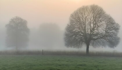 Obraz na płótnie Canvas A-Foggy-Morning-In-The-Countryside-With-The-Sound-