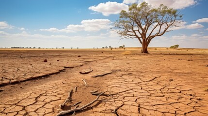 Dry cracked earth in intense heat
