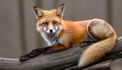 A-Fox-With-Its-Paw-Resting-On-A-Fallen-Branch-