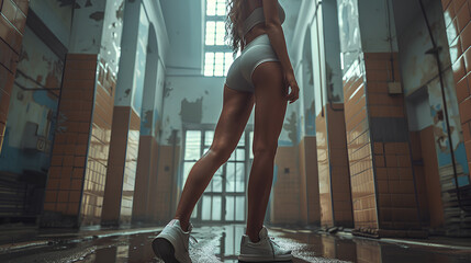 Fitness women, wear black tracksuit, fitness shoes, realistic, 8k, high resoulation, octane render