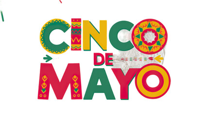 Cinco de Mayo with colourful text isolated on transparent background, Generative ai.