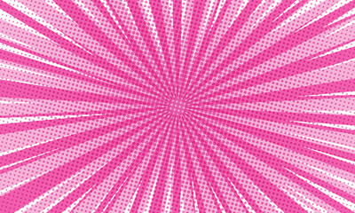 Pop art background for poster or book in light Pink color. flat comics style design with halftone dots.