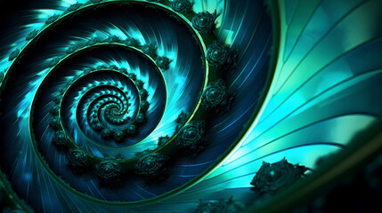 Digital blue and green separation art swirl curve abstract poster web page PPT background