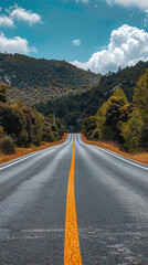 Fototapeta premium Inviting Open Road Through Lush Green Landscape
