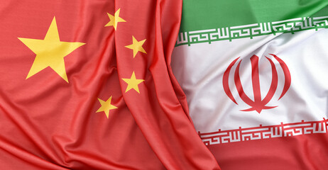 Flags of China and Iran. 3D Rendering - 783074865