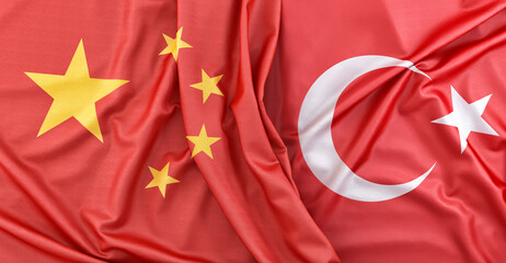 Flags of China and Turkey. 3D Rendering - 783075030