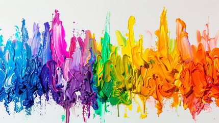 Bold Strokes: Creative Artistry with Thick Paint Splatters on White Background