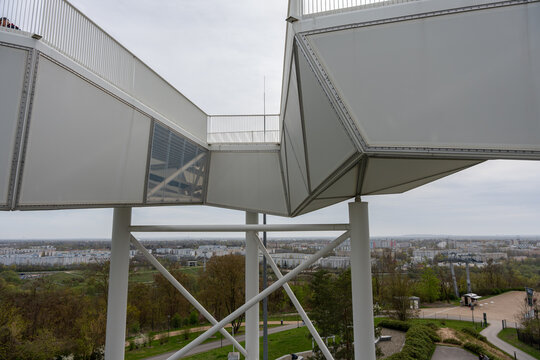 The observation tower is located in Berlin Marzahn. close-up. observation tower