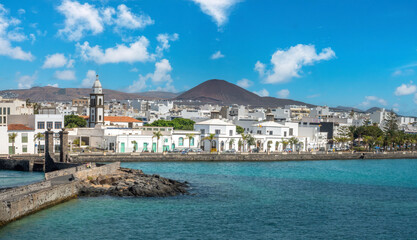 Fototapeta na wymiar Old town of Arrecife viewed from the sea, Lanzarote, Canary Islands, Spain